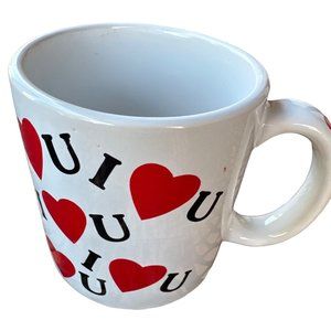 I Love U Hearts Theme Ceramic Coffee Mug Cup w/Handle 4" Tall